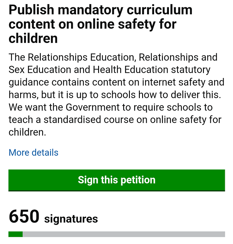Cyber Safety Guy petition update